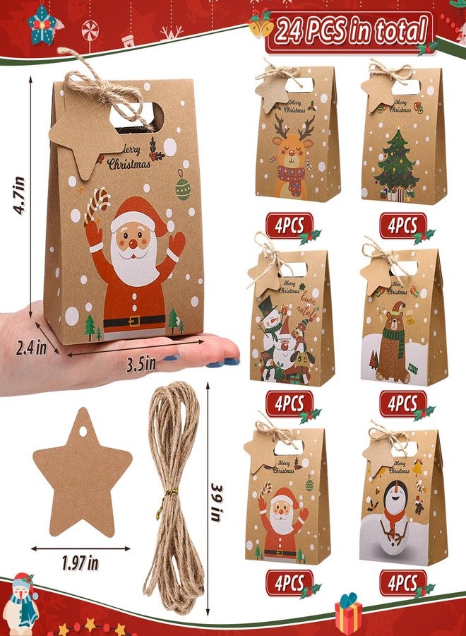 Naler 24 PCS Christmas Small Gift Boxes with Ornaments Tags- 4.7x3.7x2.4in, Christmas Treat Boxes for Donuts Cupcake Candy, Kraft Paper Gift Wrap Bags Party Favors - Image 2